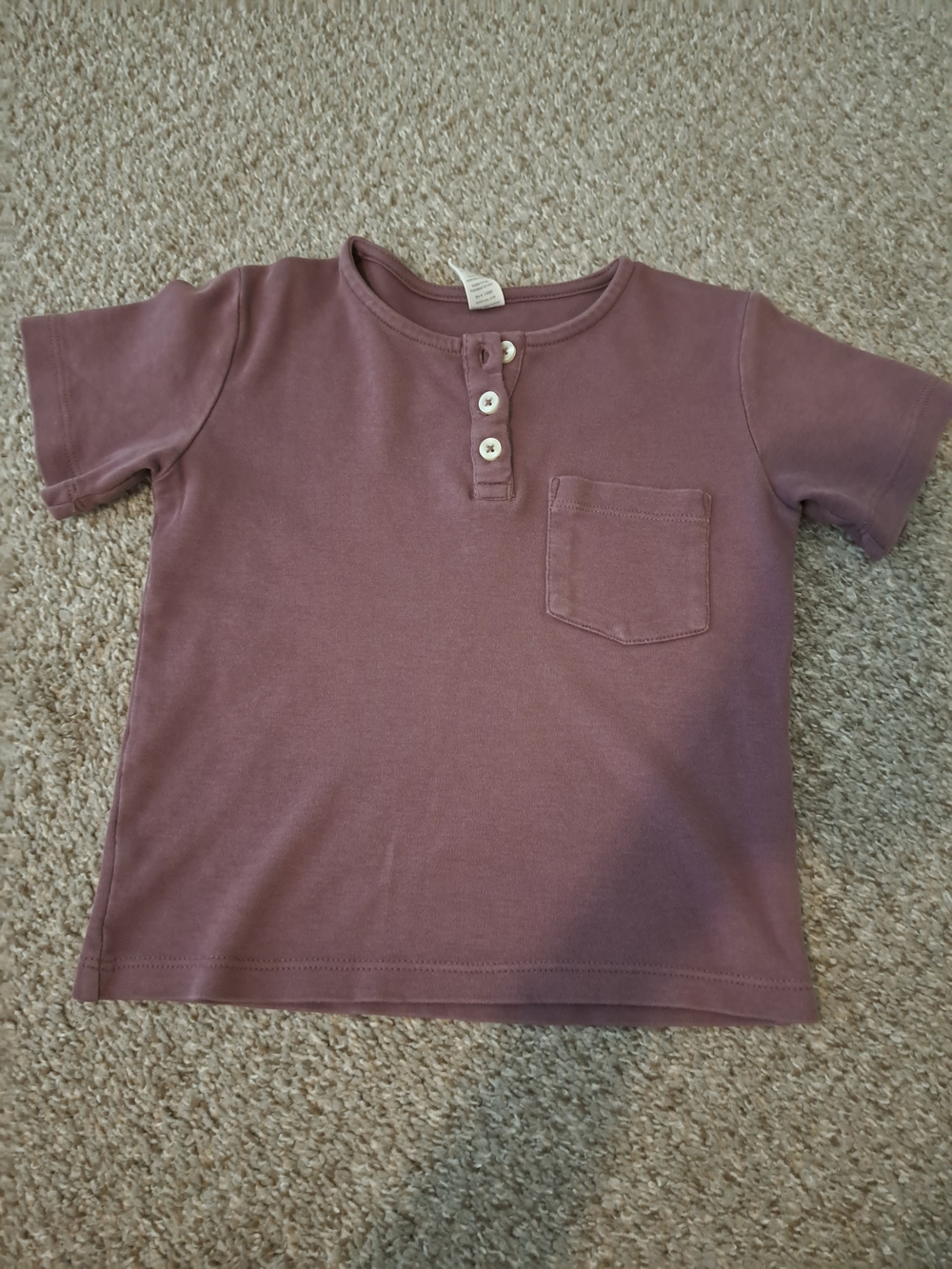 kate quinn Short-Sleeve Henley Pocket Tee - Mauve Girls Size 7 Organic Cotton